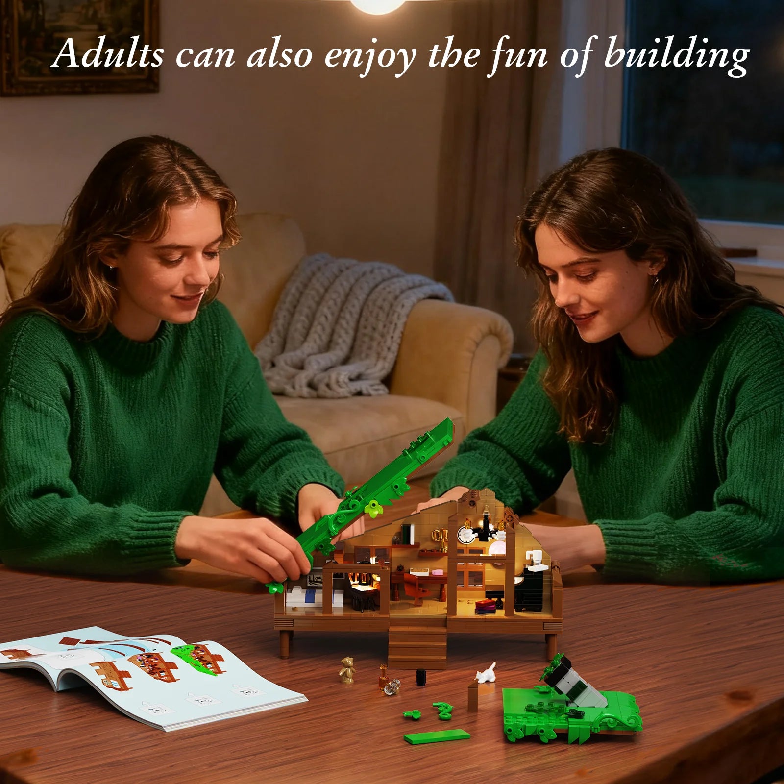 Folk Cabin Forest House Building Blocks Set/ Home Decor/ Desktop Ornament Display Model /Creative Room Decoration /Gifts Teens/ Adult