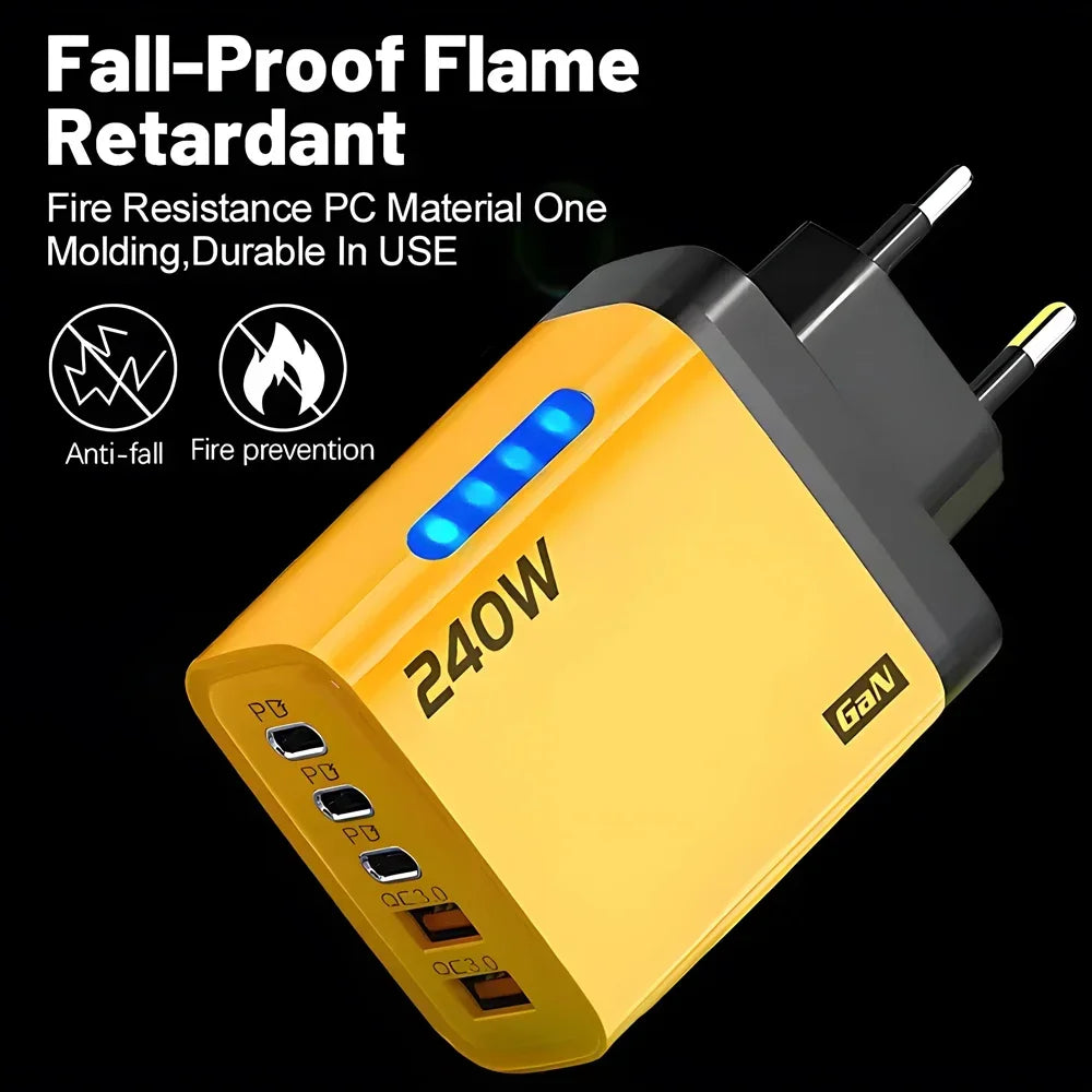 5 Ports/ USB/ C/ PD Charger/ Quick Charge 3.0 Type C/ USB Phone Chargers/ Fast Charging Adapter For iPhone 16 15/ Samsung