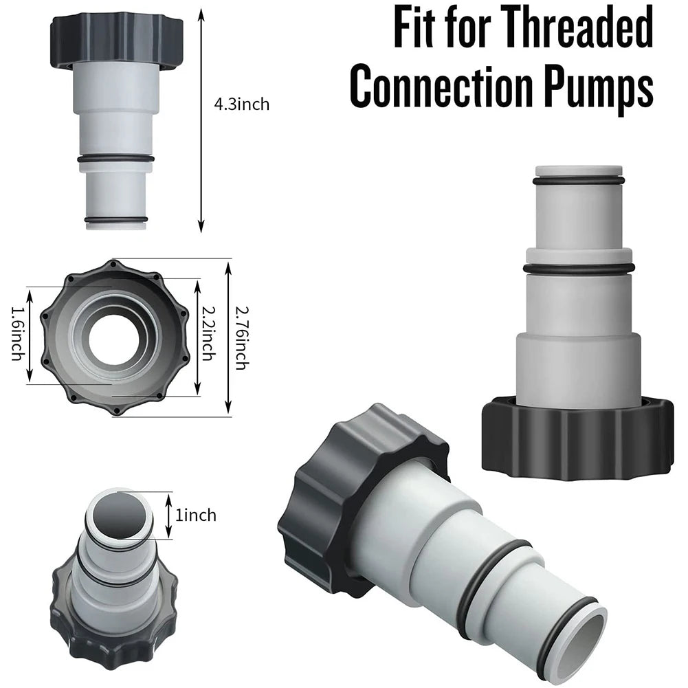 Replacement Hose Adapter Kits with Collars for Intex Threaded Connection Pumps/ Swimming Pool Parts Accessories
