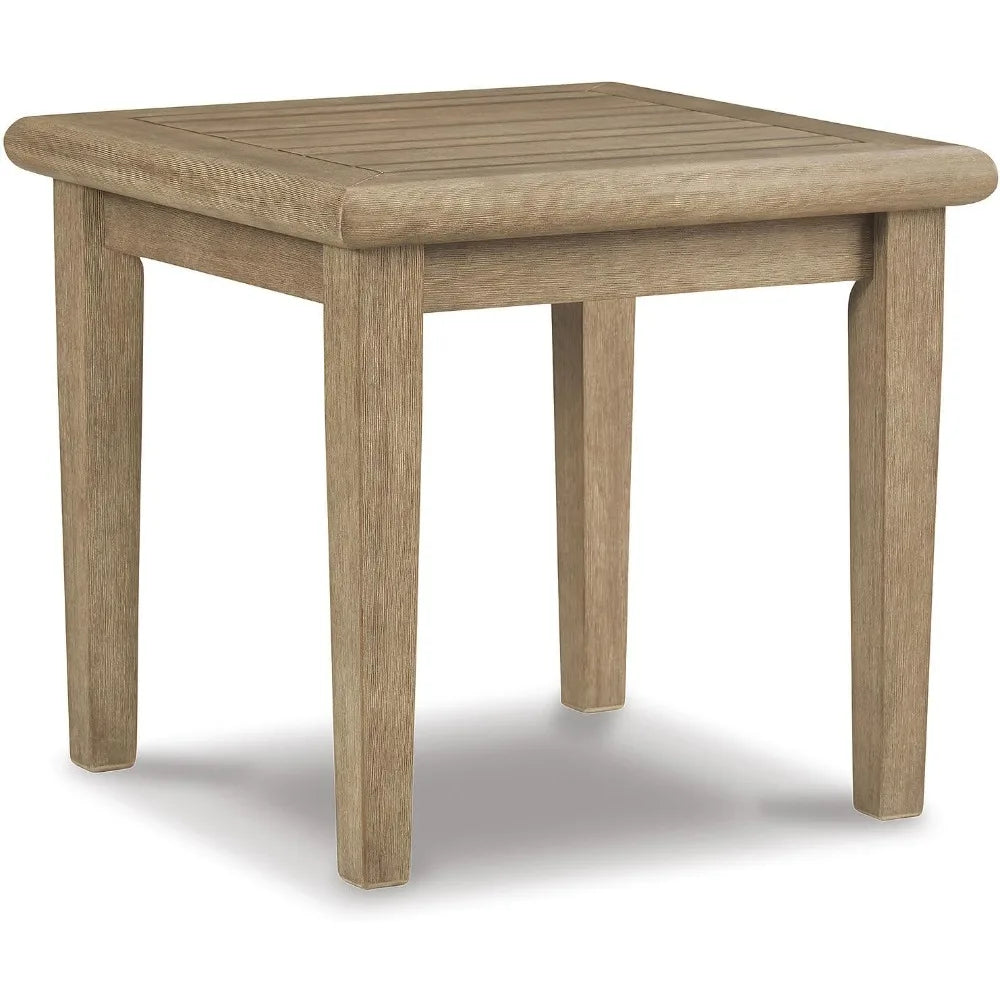 Outdoor Eucalyptus Wood Square Table/Gray-Brown