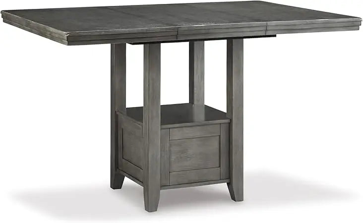 Modern Farmhouse Style Counter Height Dining Table with Extension, Dark Gray Finish