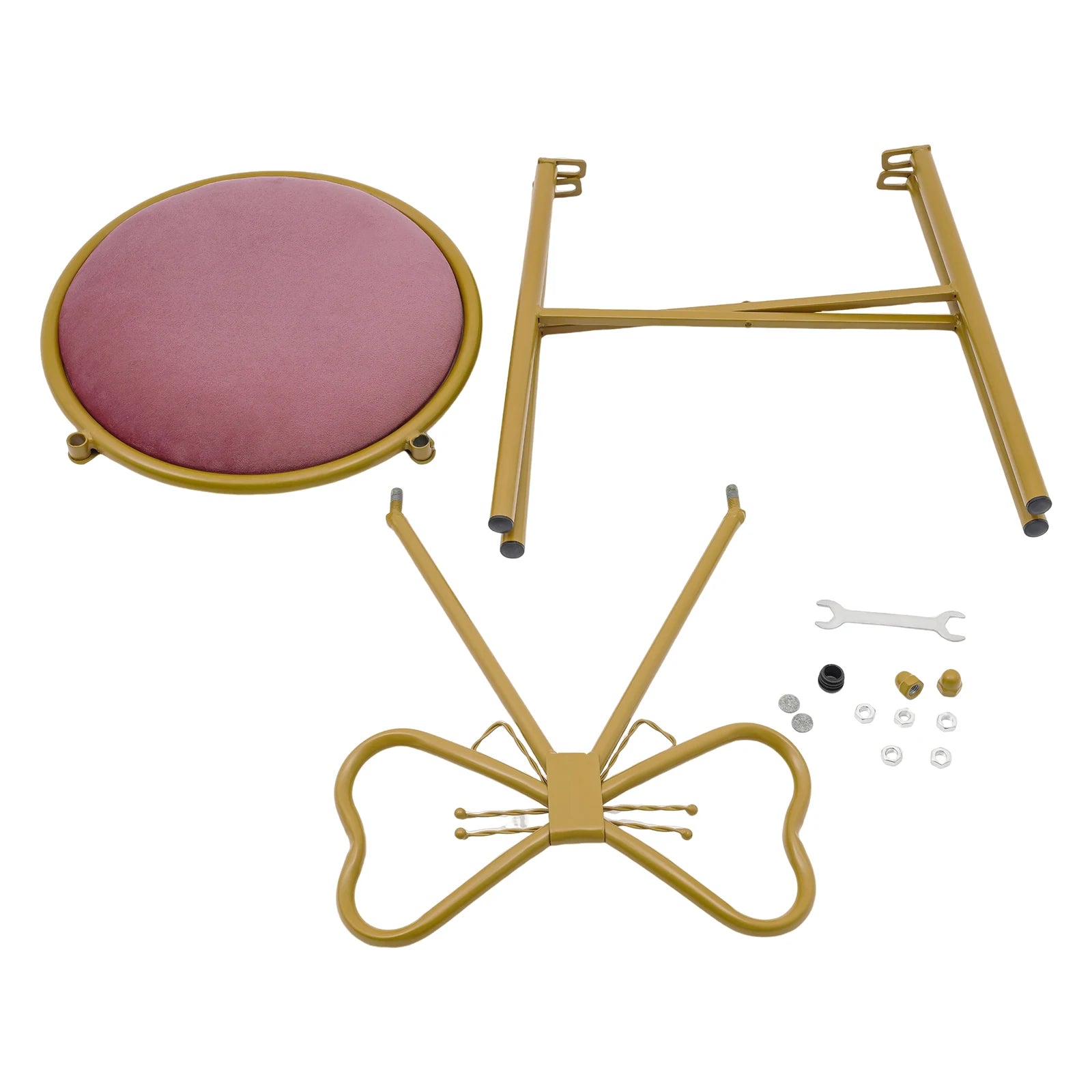 Deep Pink Makeup and Dressing Chair with Bow Shaped Backrest for Restaurants, Nail Salons/Parties