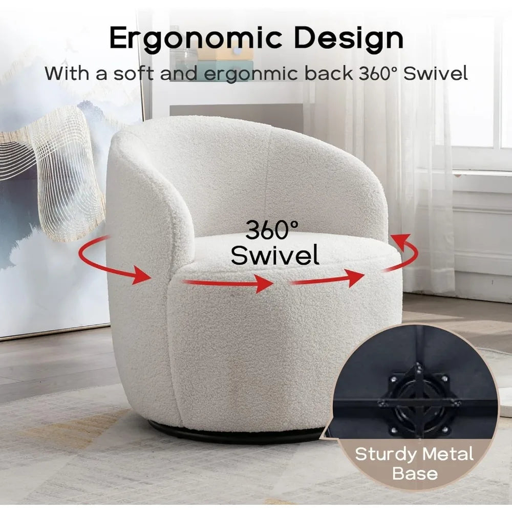 Swivel Barrel Chair, 360° Small Single Sofa Armchair Comfy