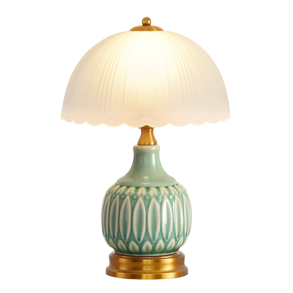 Vintage Lamp for Living Room,16" Modern Ceramic Table Lamps for Bedroom, Retro Bedside Nightstand/ Traditional Lamps ,Classic Chino