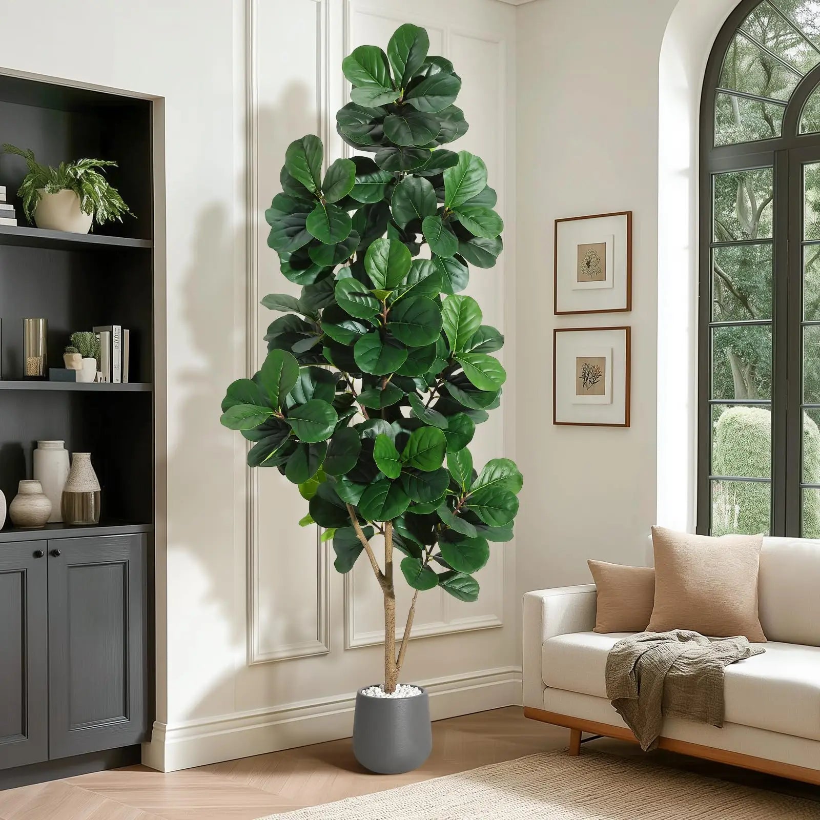 Lifelike Artificial Fiddle Leaf Fig Tree – Realistic Faux Ficus Lyrata with 141 Leaves – Indoor Decorative Plant for Home, Office, Living Room – Easy Care, Housewarming Gift