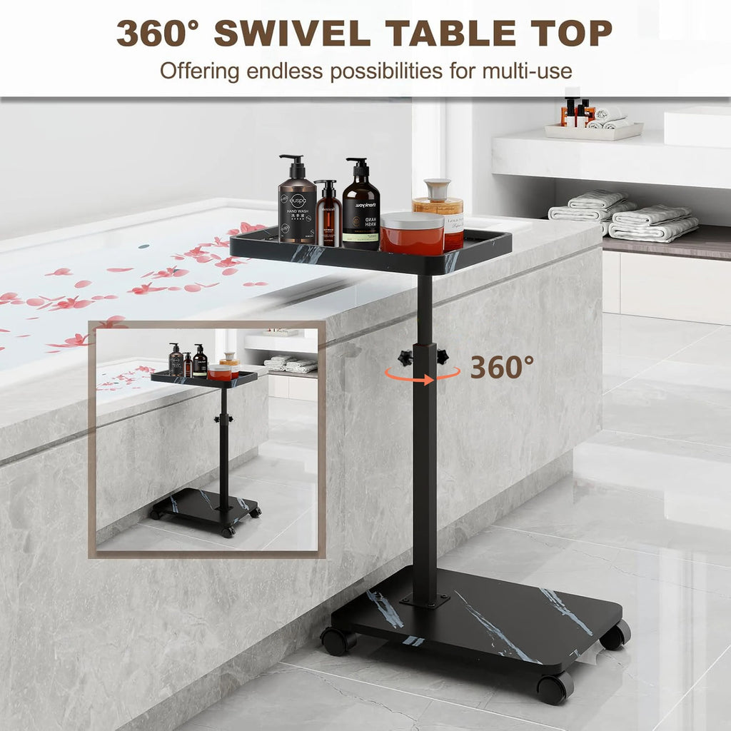 Sofa Side C Table Height Multifunctional Bathtub Tray Table for Home Living Room, Bedside Adjustable 360 Degree Rotating Bracket
