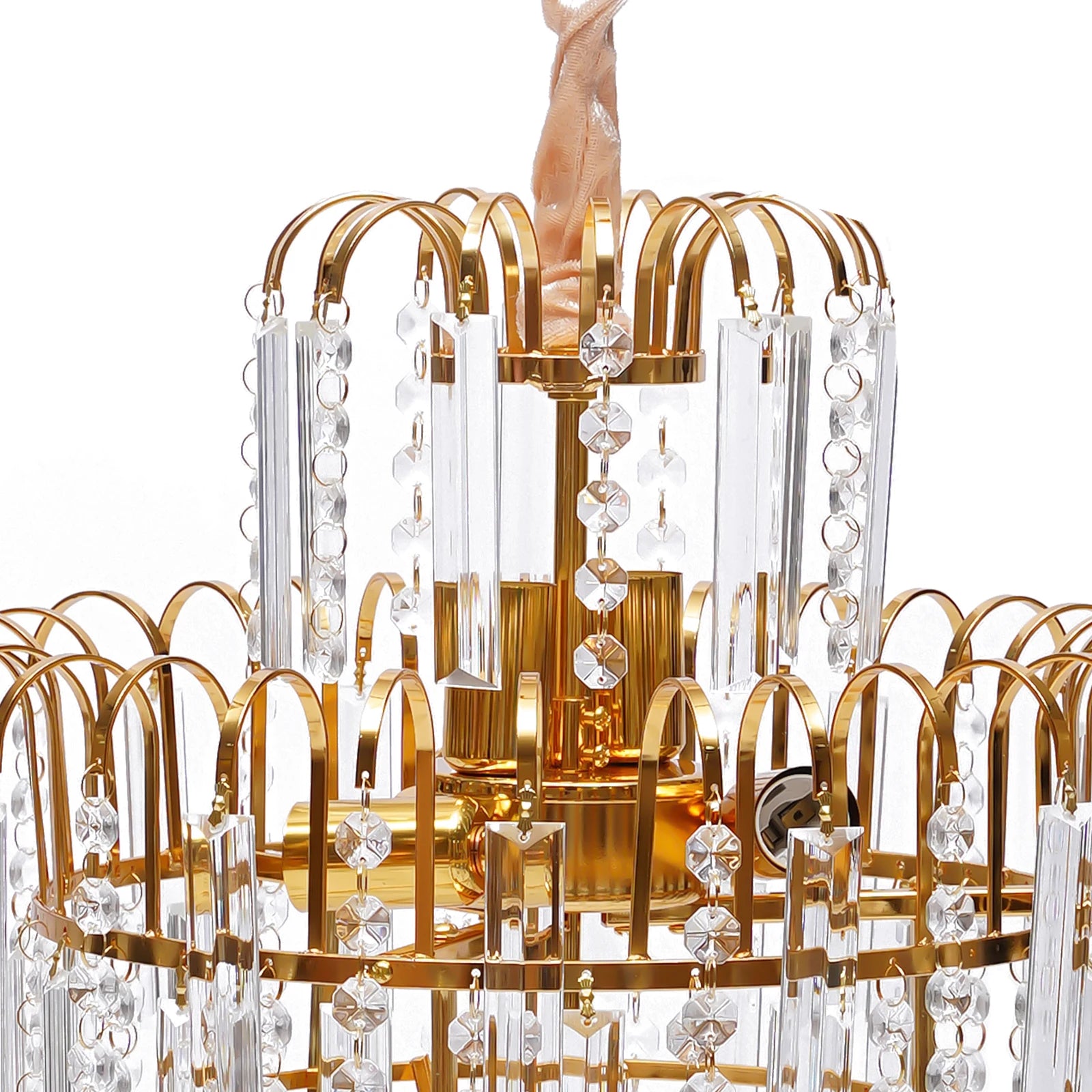 Elegant Crystal Modern Droplet Ceiling Lamp Pendant Lighting Fixture/ Waterfall Hanging Chandelier