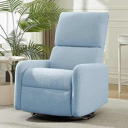 360° Swivel Glider Chair, Rocking Chair Nursery with Side Pockets, Deep Cushioned Seat, Nursery Chair with Steel Structure Base,