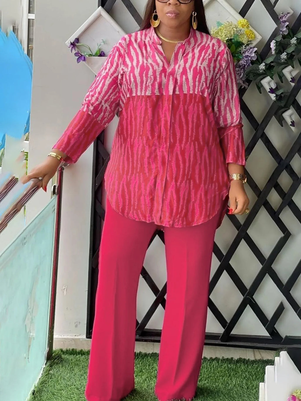 Casual Must - Have! Pink - Magenta Gradient Set, Eye - Catching for Lounging or Shopping