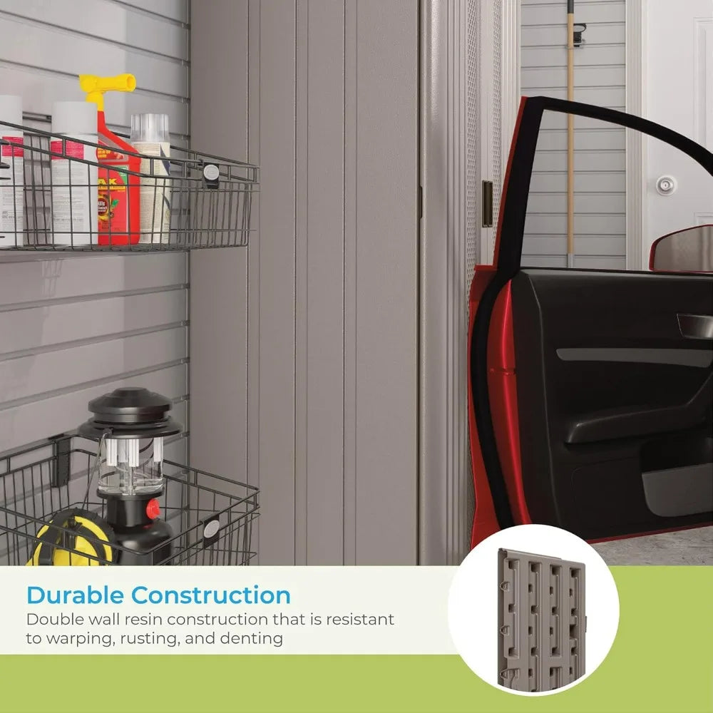 Mega Tall Storage Cabinet, 31 Cubic Feet, 3 Adjustable Shelves, Platinum and Slate Finish - Ideal for Garage or Basement