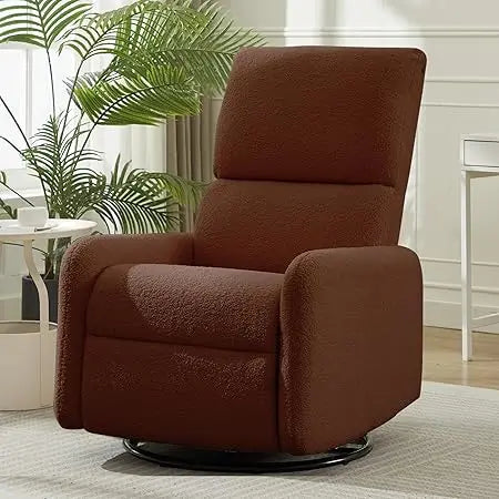 360° Swivel Glider Chair, Rocking Chair Nursery with Side Pockets, Deep Cushioned Seat, Nursery Chair with Steel Structure Base,
