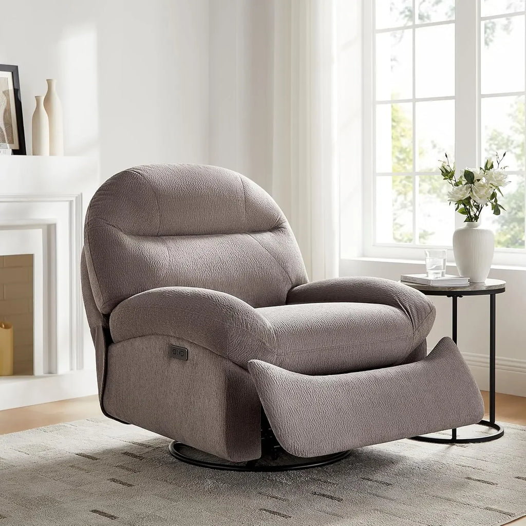 Power Recliner Chair with USB And Type-C Charging 270° Swivel Glider Rocker Electric Nursery Recliner for Living Room/ Bedroom