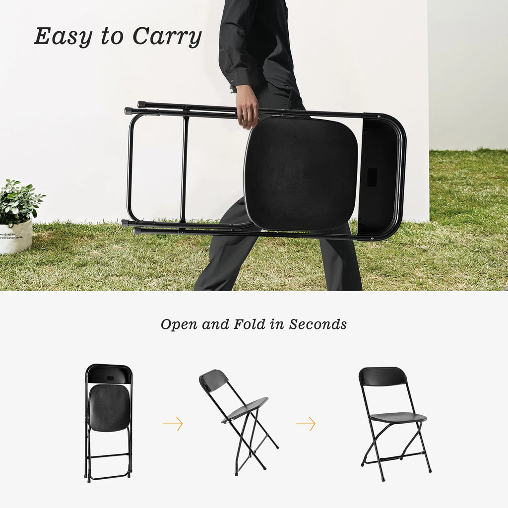 JHK Plastic Folding Chair 4/6 Pack 330LB Load Capacity Living Room Dinner Chairs Lightweight Portable Indoor/Outdoor Home Office
