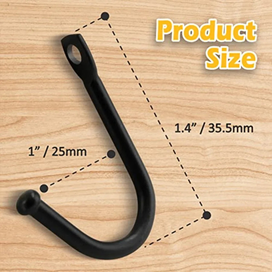 10 Pcs Black Single Prong Wrought Iron Hooks with Screws/ Decorative Colonial Wall Hooks, For Keys, Hats, Clothes, Towels