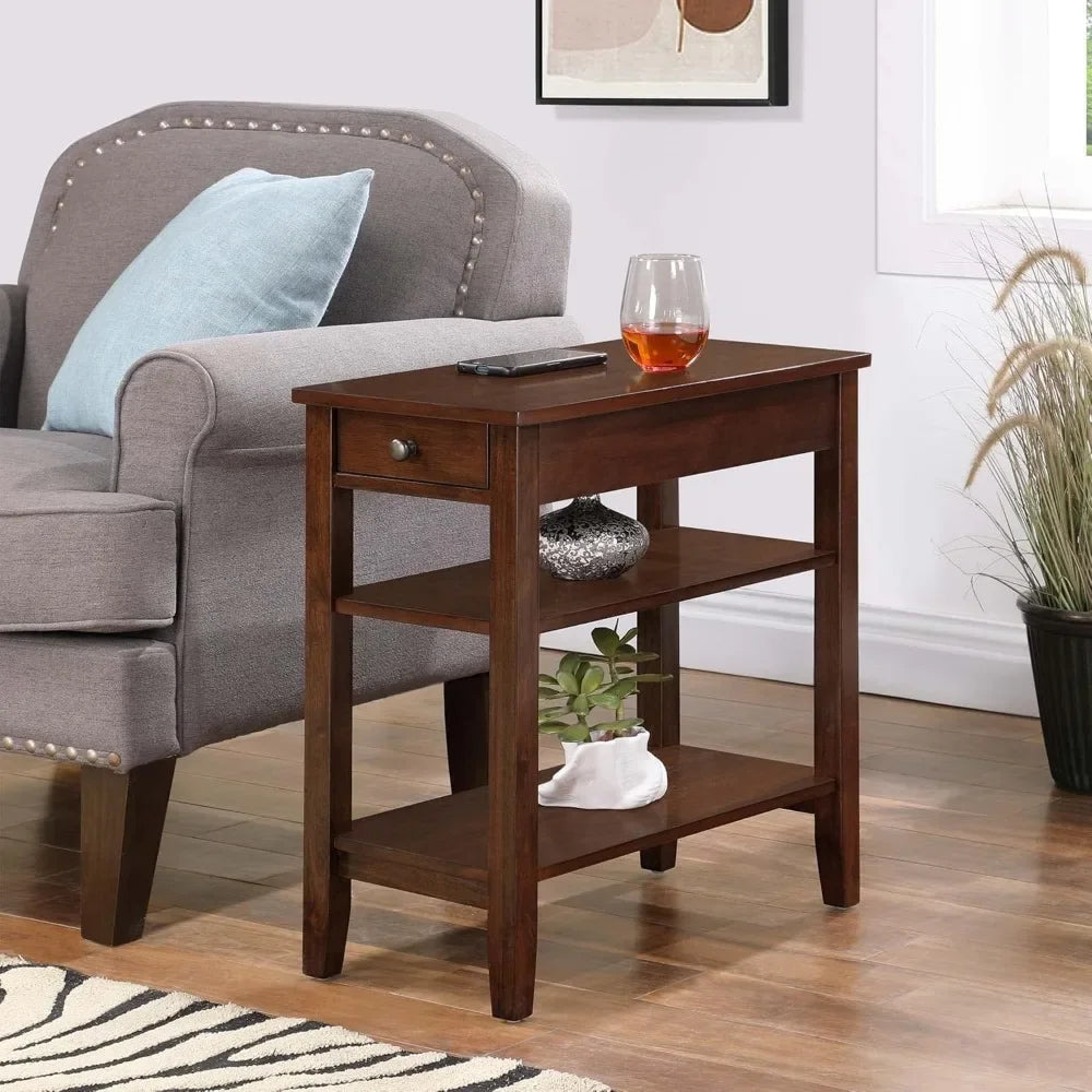 Customizable-American Heritage Chairside End Table With Drawer 23.5" - Classic Living Room Table With Storage Shelf, Bedroom Night Stand