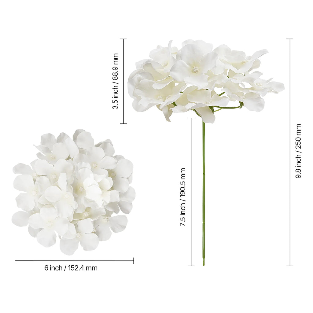 Artificial Flowers Real Looking White Silk Fake Hydrangea/ Bulk/ Faux Bridal Shower with Stem for DIY Wedding Bouquets