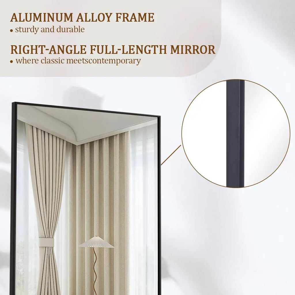 64"x21" Floor Mirror Full Length, Bedroom Floor Body Mirror with Stand, Leaning, Standing or Hanging Horizontally/Vertically