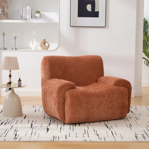 42" Wide Deep Seat Lounge Chair - Orange Upholstered Boneless Accent Chair Living/Bedroom