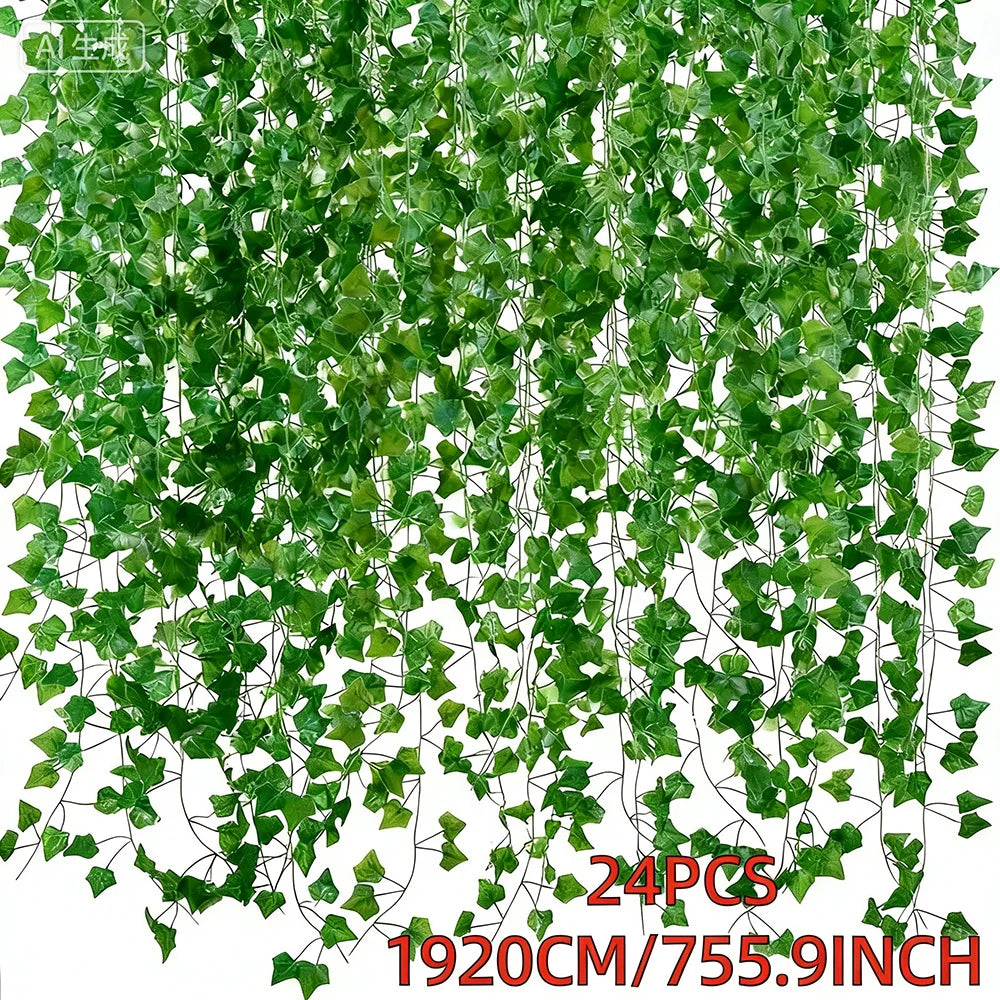24 PCS Total 19m/755inch Ivy Garland for Home Living Room Wall Decoration Artificial Greenery Vine for Wedding Party Decor