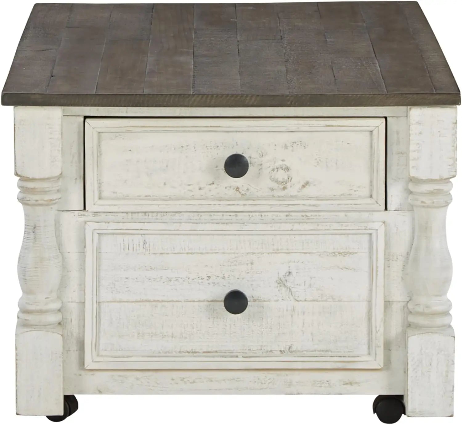 Farmhouse Lift Top Coffee Table with 4 Storage Drawers and Small Storage Tray, Whitewash