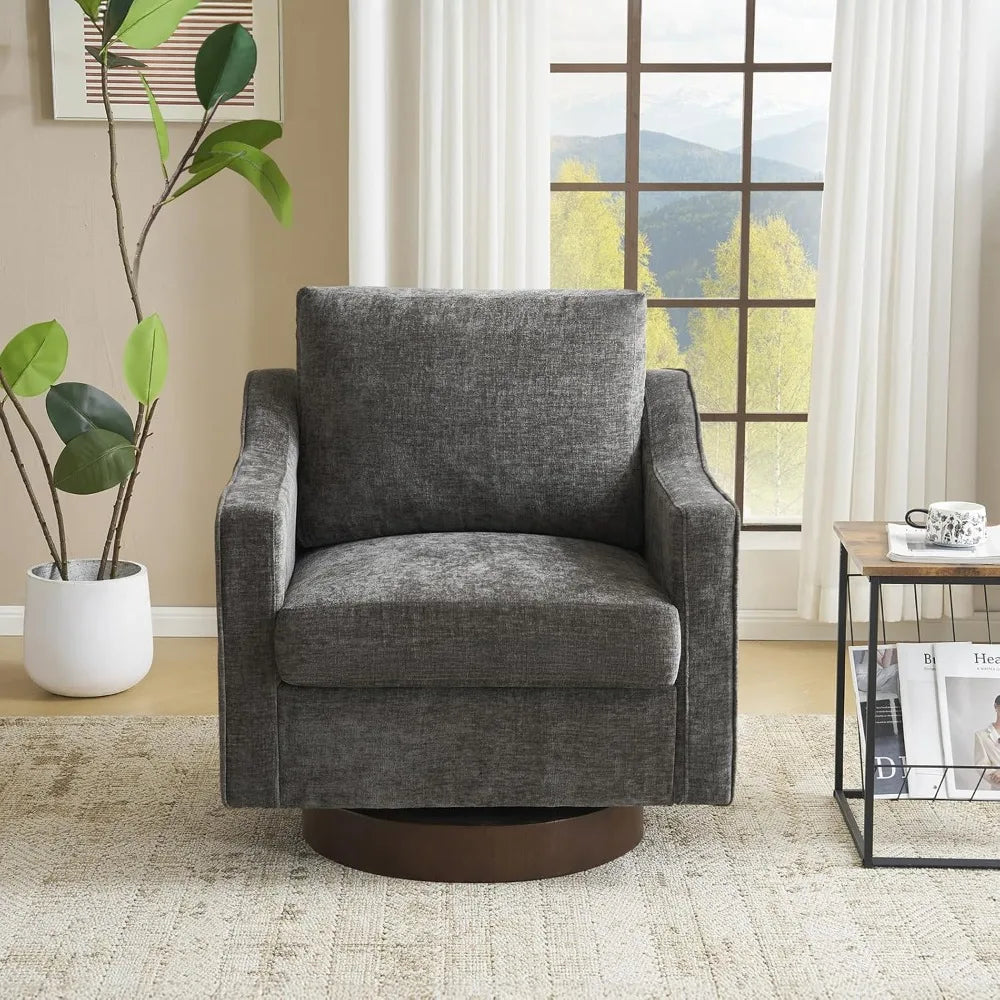VINGL Mid-Century Modern Swivel Accent Chair, 360° Upholstered Armchair, Home Sofa with Track Arms for Living Room, Bedroom