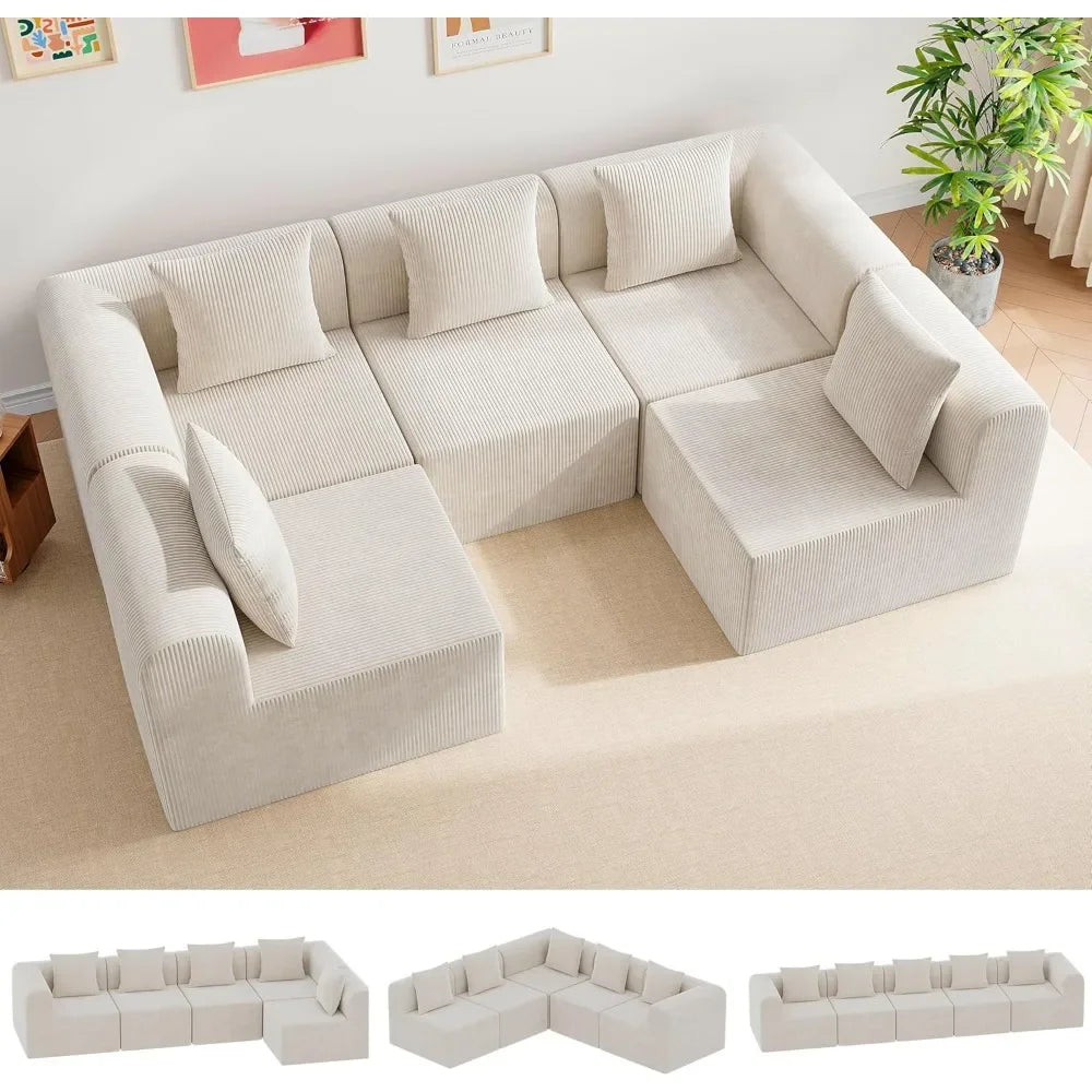 L-Shape Modular Sectional Couch Deep Seat High Density Memory Foam Cloud