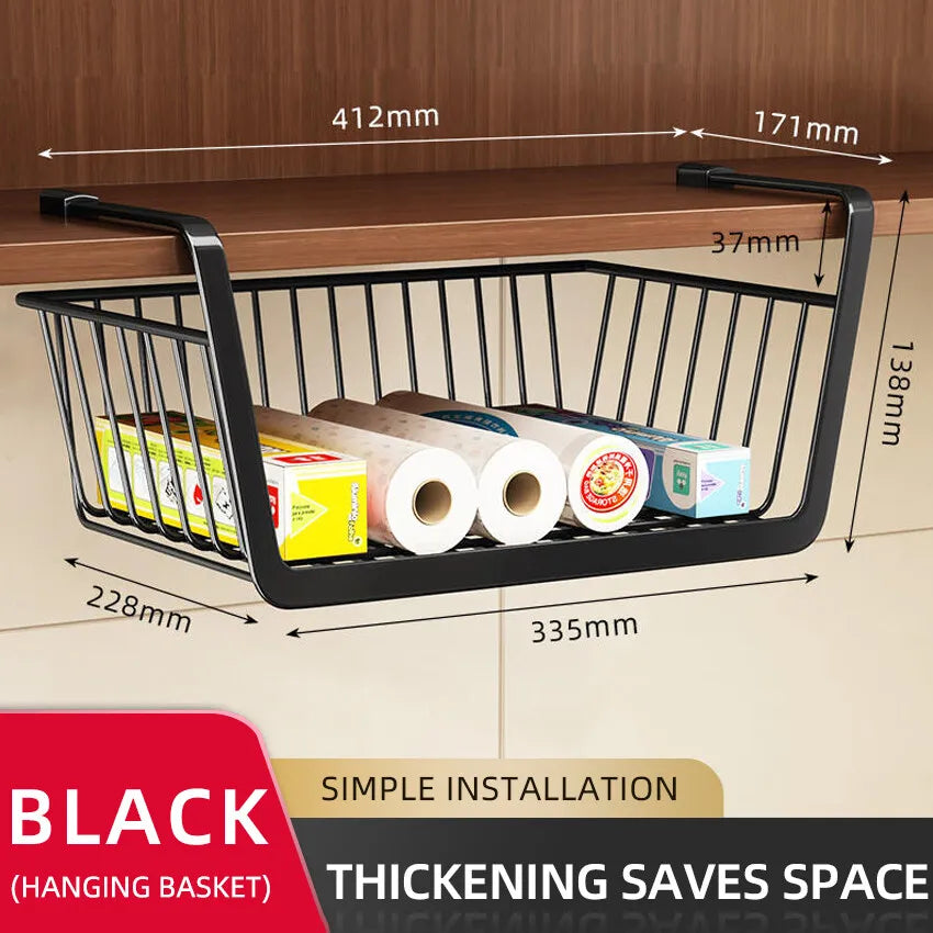 Kitchen Under Cabinet Basket Storage Shelf/ Tissue Cup Holder /Closet Desk Hanging Rack /Hollowed Pullout Drawer/ Sliding Basket