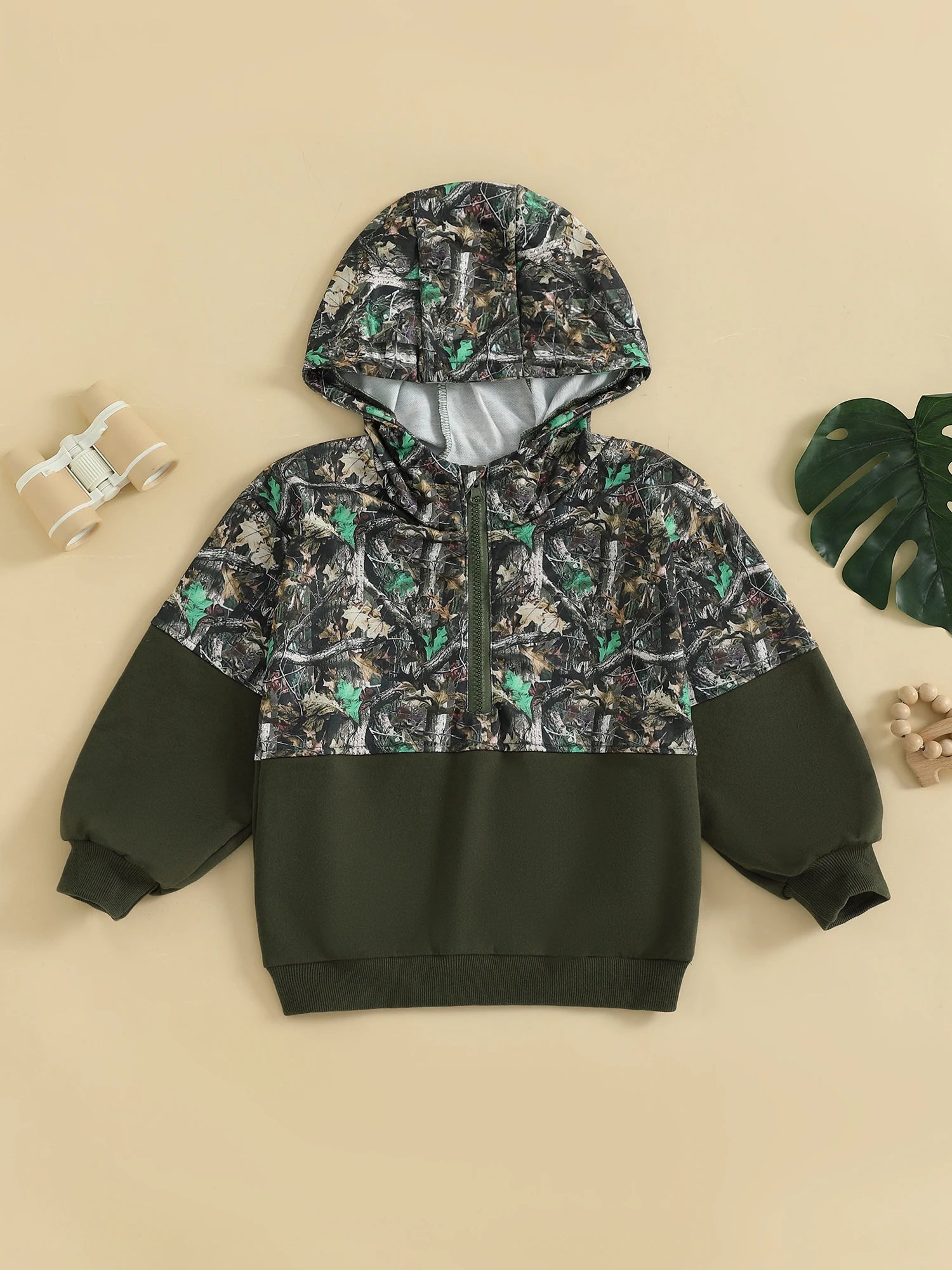 Children s Camouflage Print Half Zip-up Long Sleeve Hooded Sweatshirt/Casual Toddler Pullover Jacket Coat for Girls/Boys