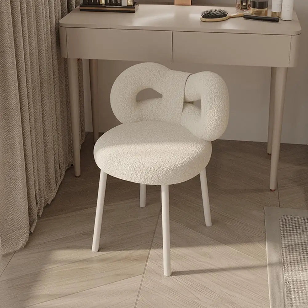 Vanity Stool with Bowknot Backrest Living Room Women/Girls Bedroom Makeup Chair