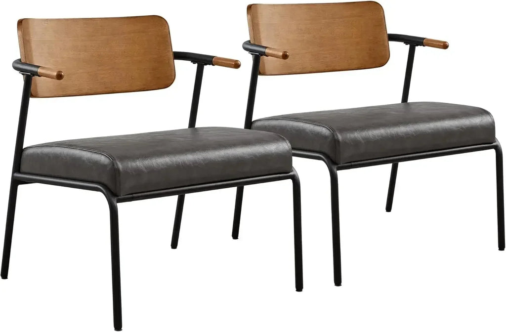 Accent Chair Set of 2, Mid-Century Modern Chair, Upholstered Lounge Armchair with Metal Frame & Removable Cushion