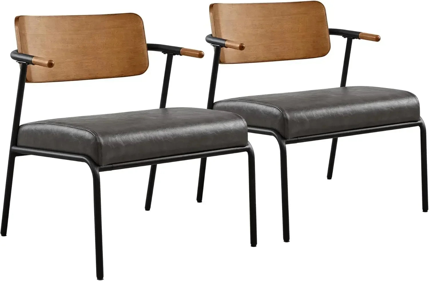Accent Chair Set of 2, Mid-Century Modern Chair, Upholstered Lounge Armchair with Metal Frame & Removable Cushion