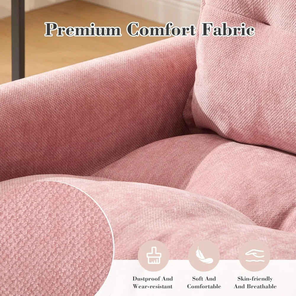 Contemporary Chenille Swivel Chair, Comfortable Fabric-Covered Accent Seat with 360-Degree Metal Swivel Base