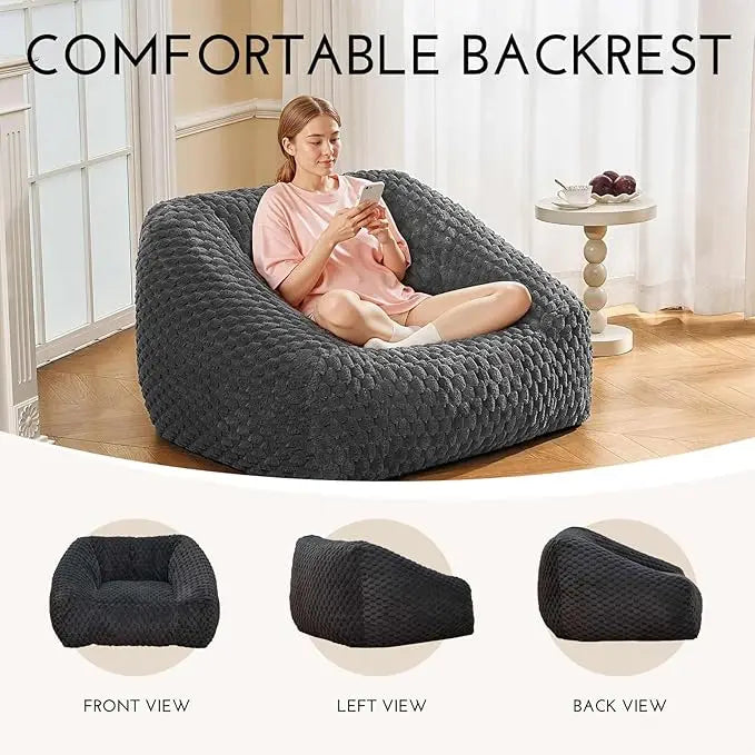 Bean Bag Chairs for Adults with Filler Included, with Armrests is Suitable for Living Rooms, Bedrooms, and Reading.( Grey)