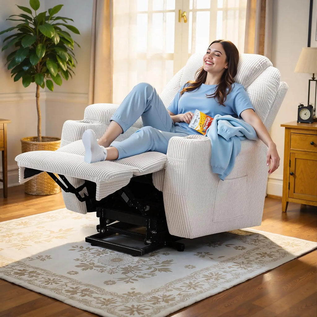 Lift Recliner Chair with Massage for Elderly Ergonomic Lounge Chair with 2 Cup Holders Side
