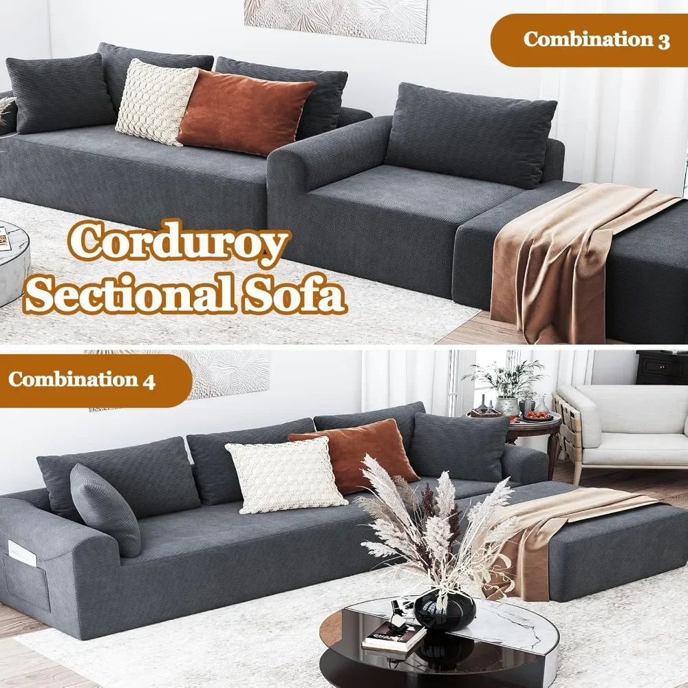 04" Cloud Sectional Couch Luxury – L-Shape Chaise, Modern Modular Deep-Seat Upholstered Sofa for Living Room Bedroom,No Assembly