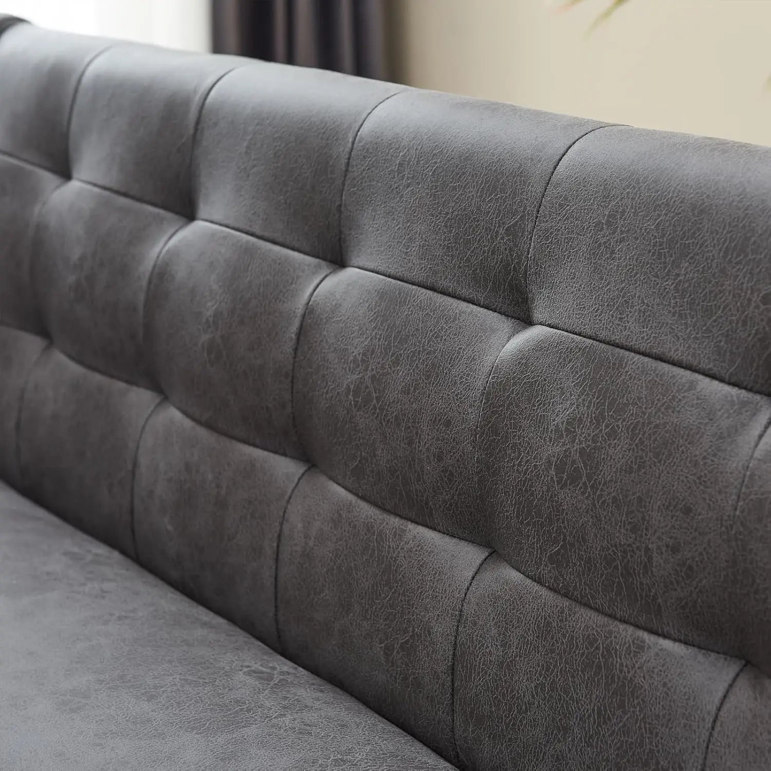 Modern L-Shaped Dining Bench, Vintage Fabric Upholstered Corner Sofa with Metal Legs for Kitchen Nook, Living Room