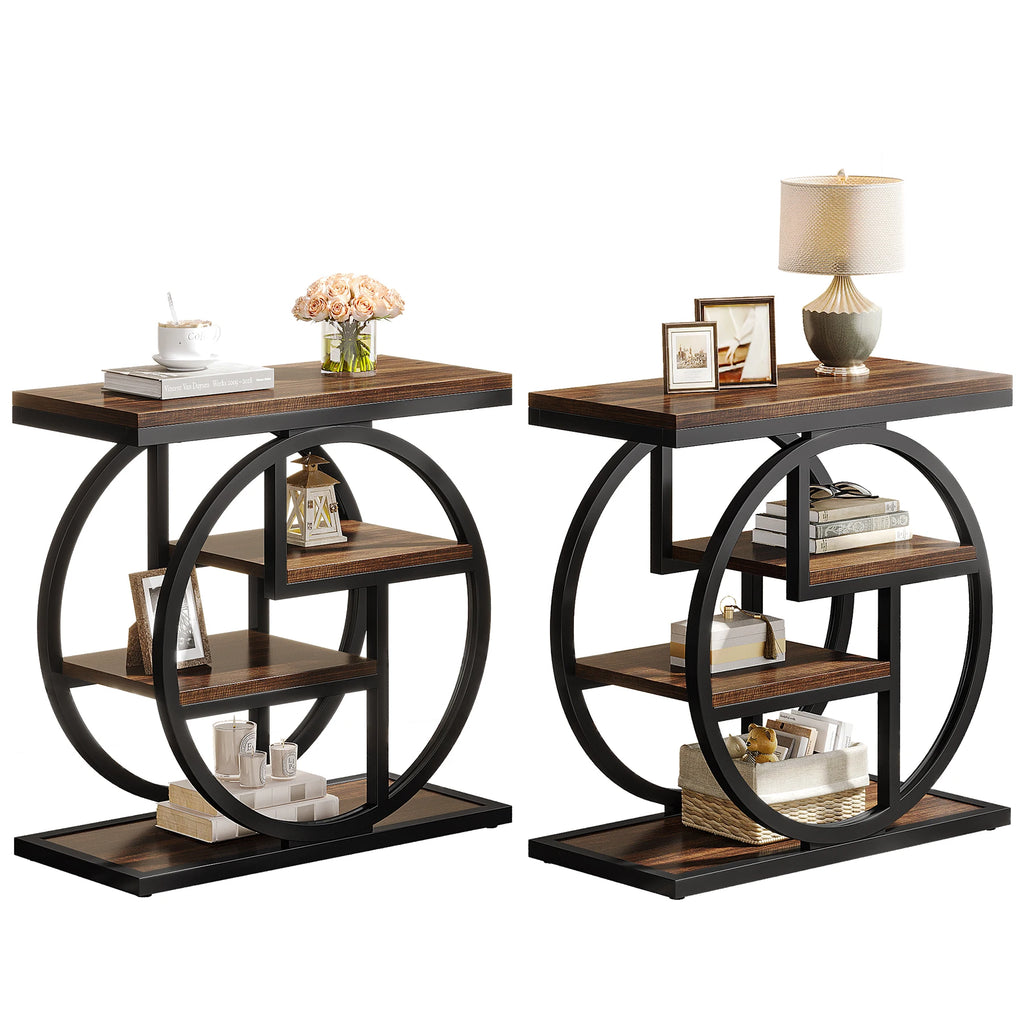 End Table for Living Room and Bedroom, 4-Tier Narrow Side Table with Storage Shelves