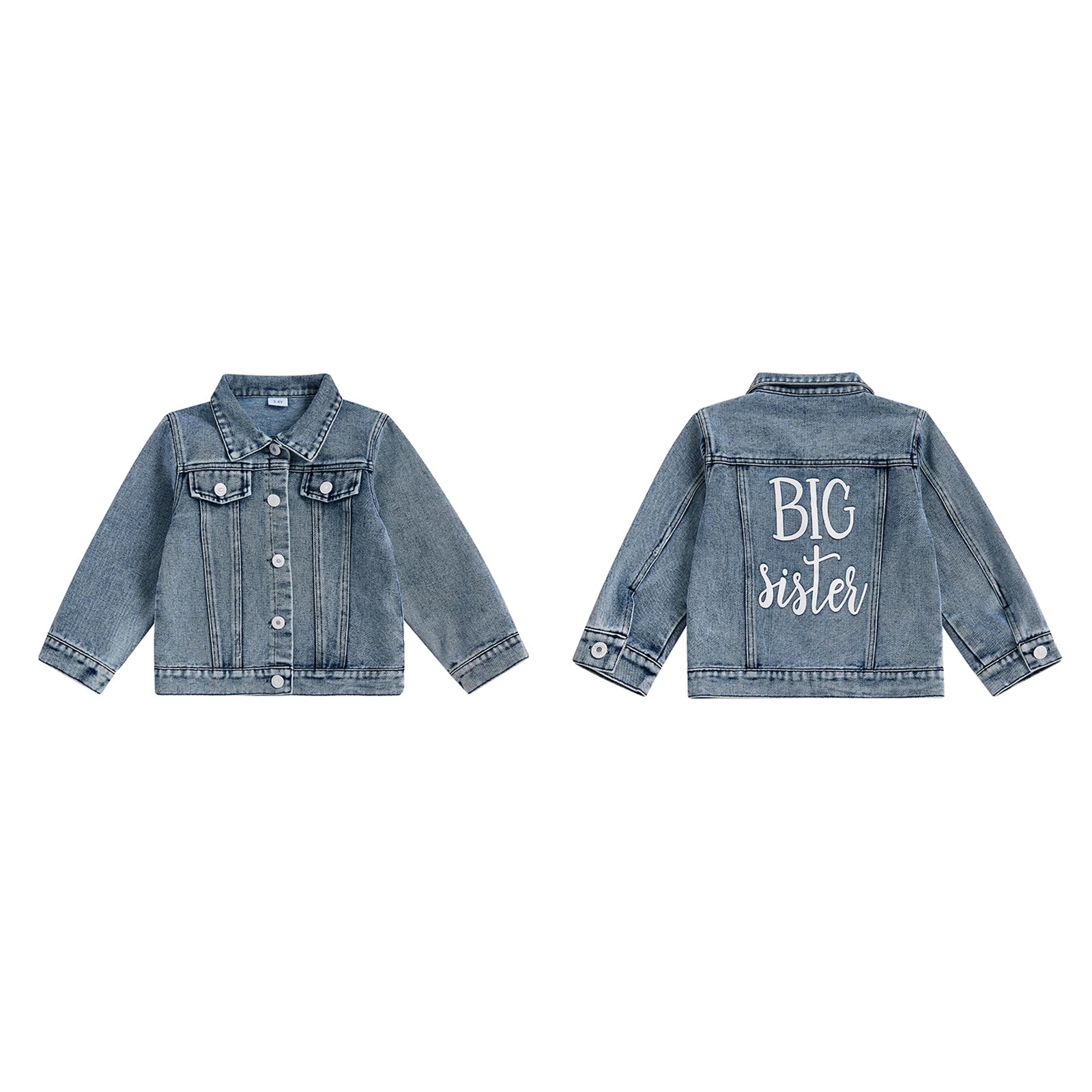 Adorable Baby Blue Denim Jacket with Front Pocket Detail and Snap Button Closure/ Stylish Toddler Fall Outfit Coat