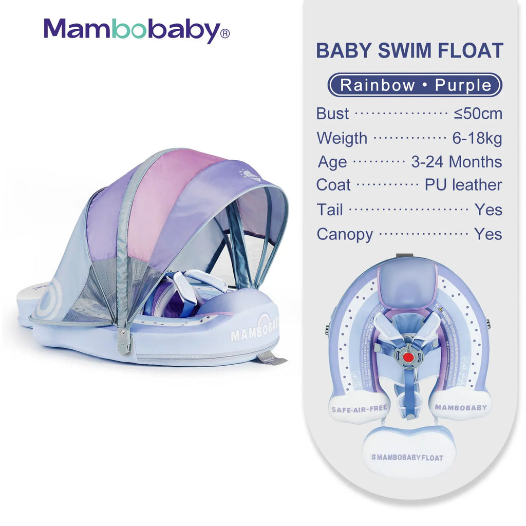 Animal Float/ Non-Inflatable Safe Solid Core Baby Swimming Buoy Water Trainer/ Infant Pool Swim Ring with Canopy