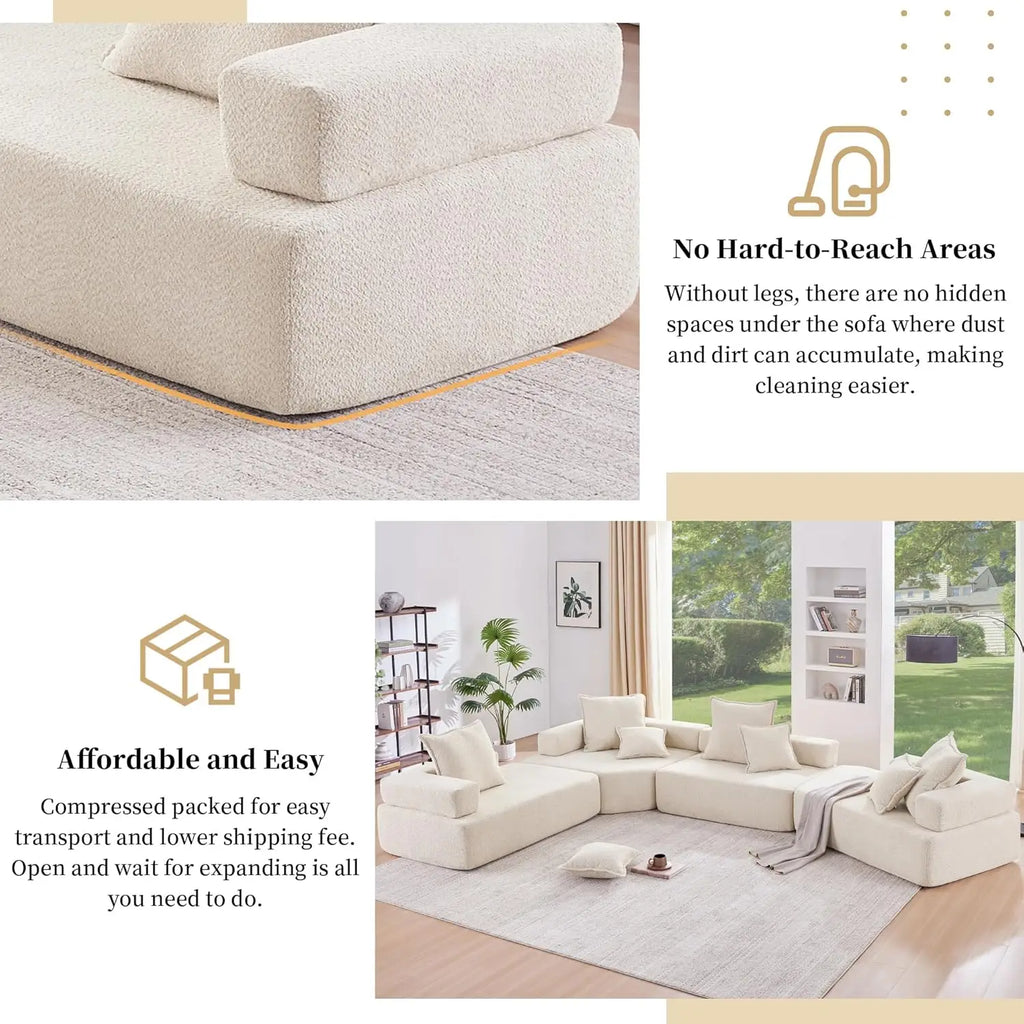 6-8 Seat Oversized Modular Sectional Sofa with Comfy Throw Pillows, U Shaped