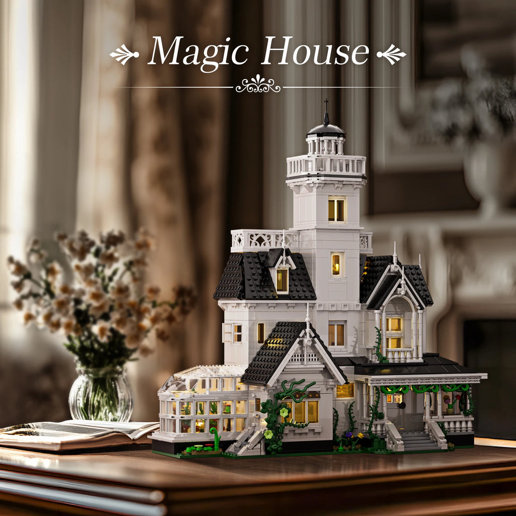 Magic House Building Set/ Home Decor with LED Light, Owens House Blocks/Model Room Decoration/Gift for Adults (1877PCS)
