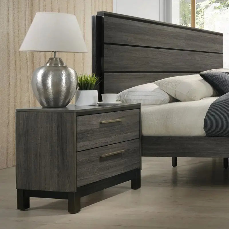 Queen Size Antique Grey Finish 3-Piece Wood Bedroom Set