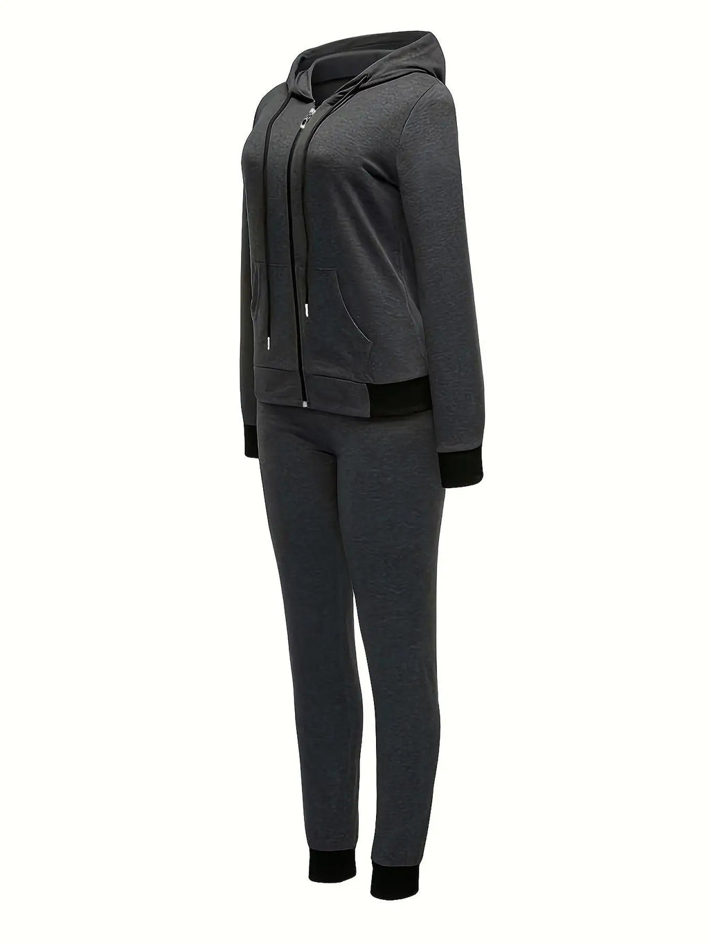 Plus Size Women's Fashionable Casual Hooded Top Set