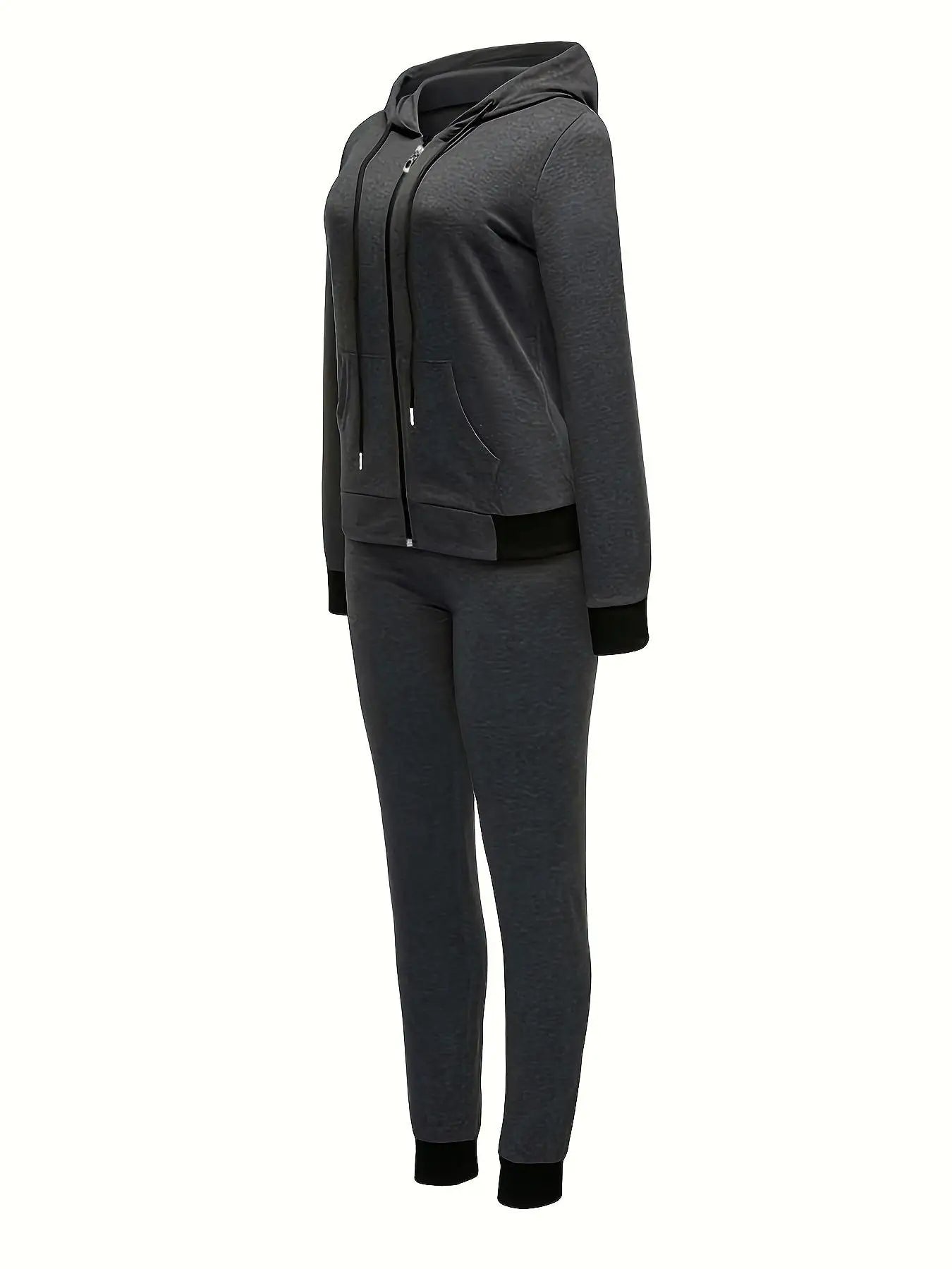 Plus Size Women's Fashionable Casual Hooded Top Set