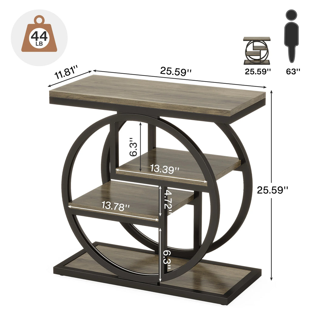 End Table for Living Room and Bedroom, 4-Tier Narrow Side Table with Storage Shelves