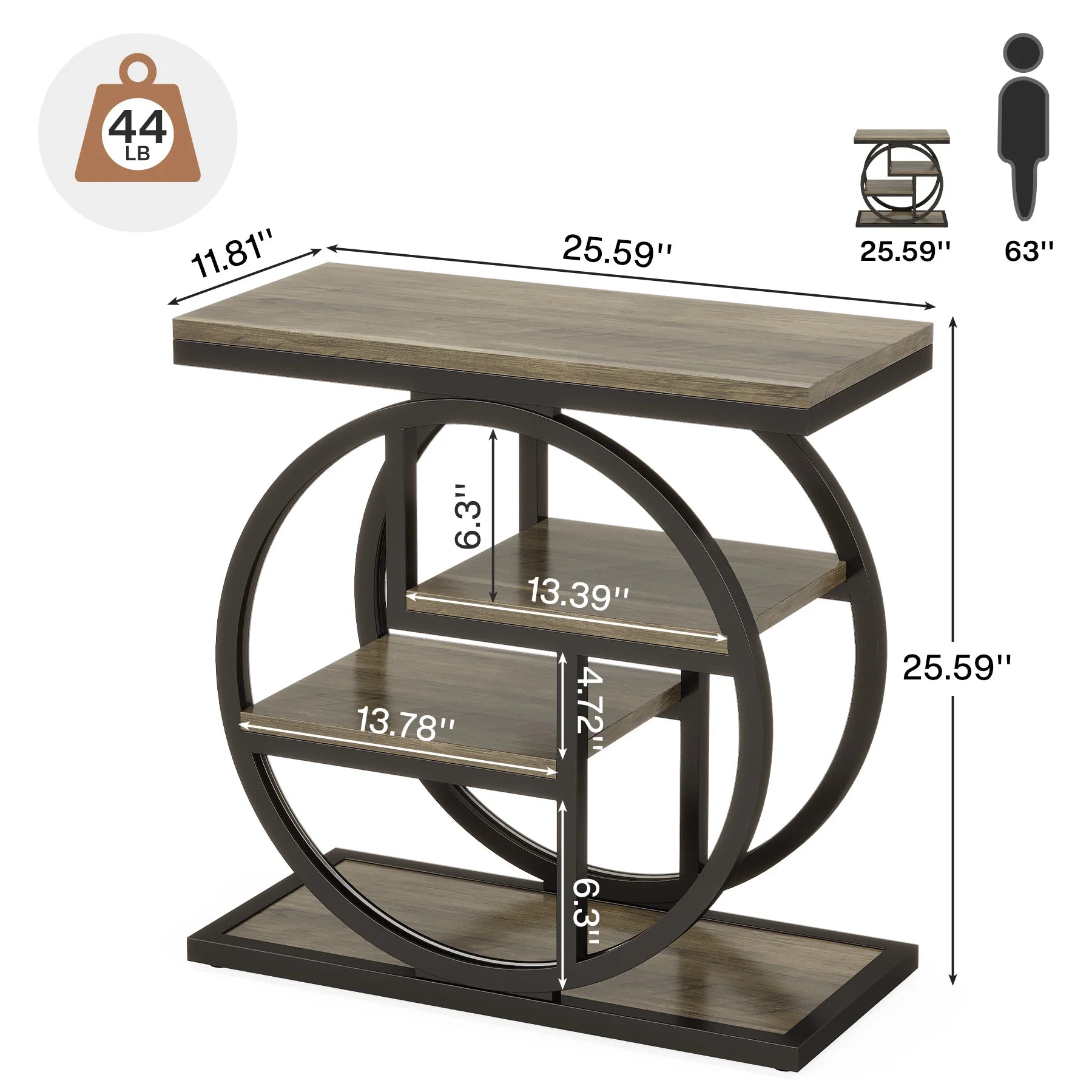End Table for Living Room and Bedroom, 4-Tier Narrow Side Table with Storage Shelves