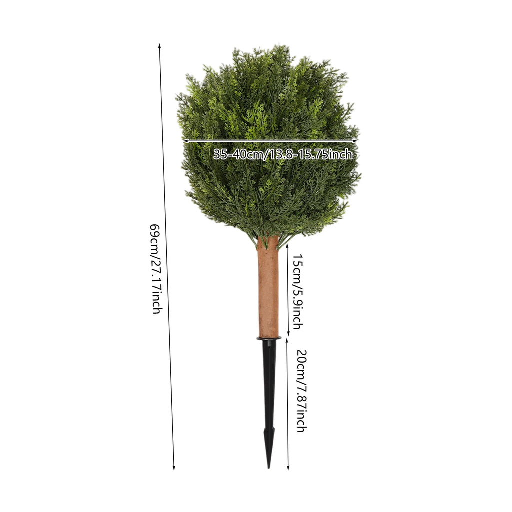 2 PCS Artificial Cypress Trees Artificial Plant with Ground Spike/ Easy Assembly Artificial Plant/ Festival Party Supplies for Indoor Outdoor Home Office Garden