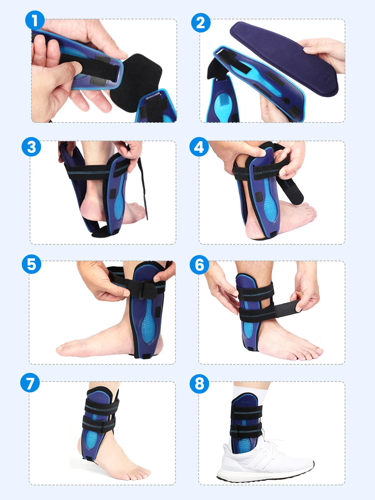 VELPEAU Ankle Splint Brace for Foot Support, Fracture and Sprain, Adjustable Stirrup Ankle Immobilizer, Two Models Available