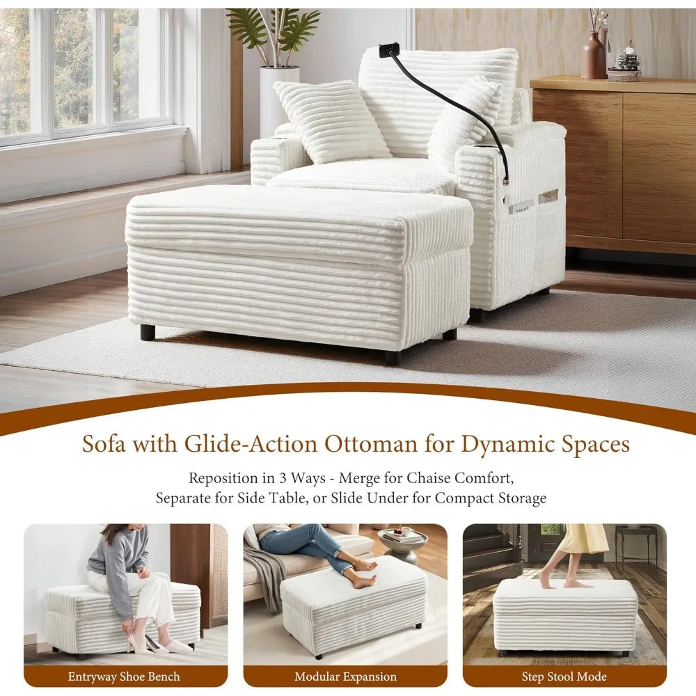 Accent Chair with Storage Ottoman
