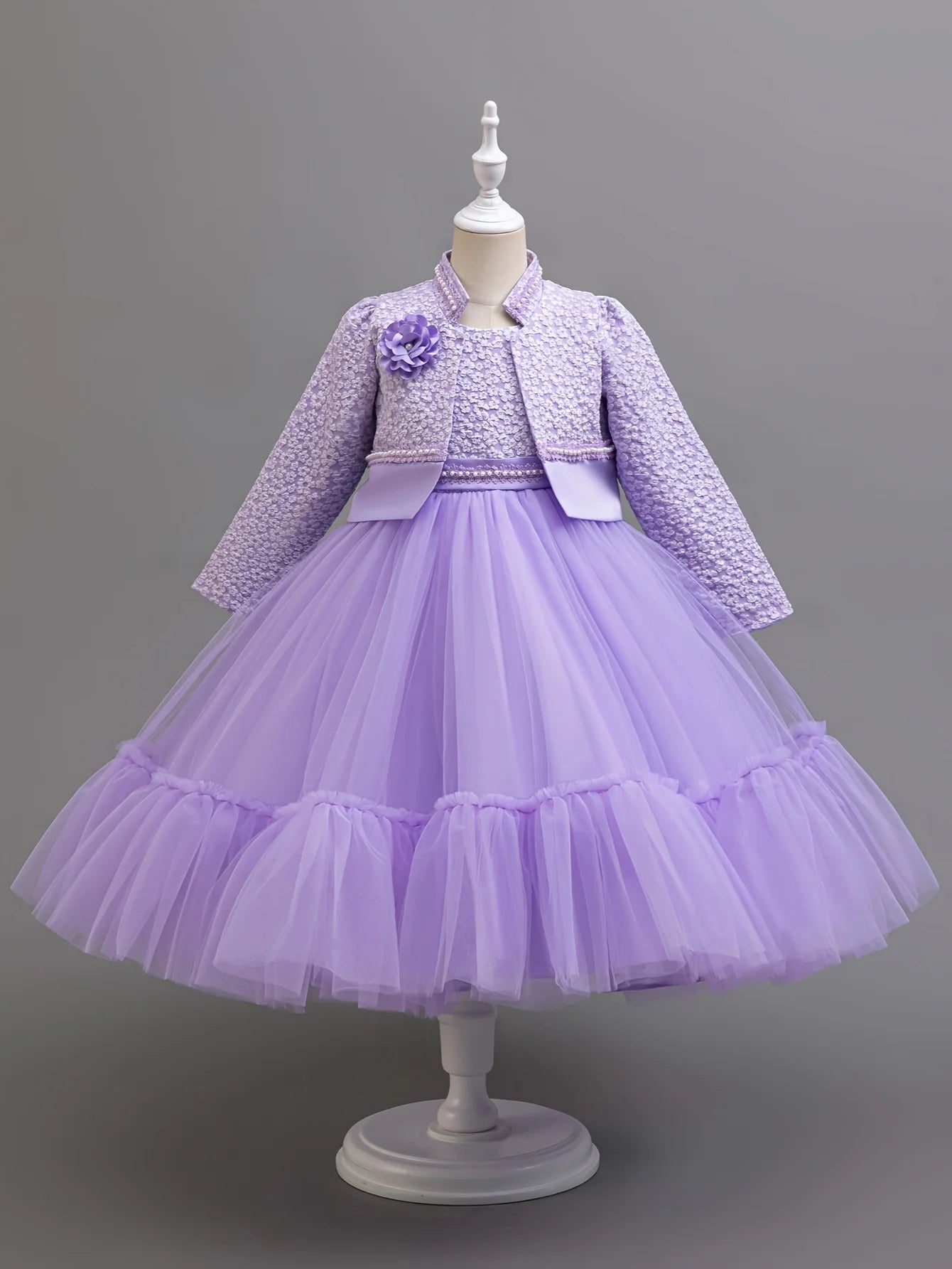 Girls Dress Set Spring Autumn Khaki Lotus Lace Fashion Children Clothes/ Cute Princess Dresses and Coat Outfits 2-8 Year